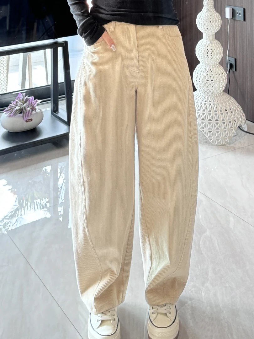 灯芯绒弯刀裤显瘦设计款纯棉百搭休闲时尚百搭J5162