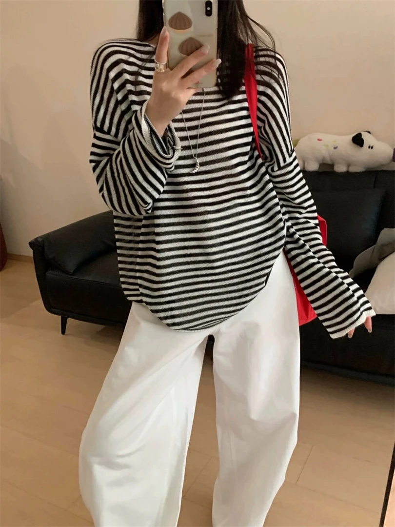 NICOLE | 慵懒风撞色条纹宽松百搭防晒衫