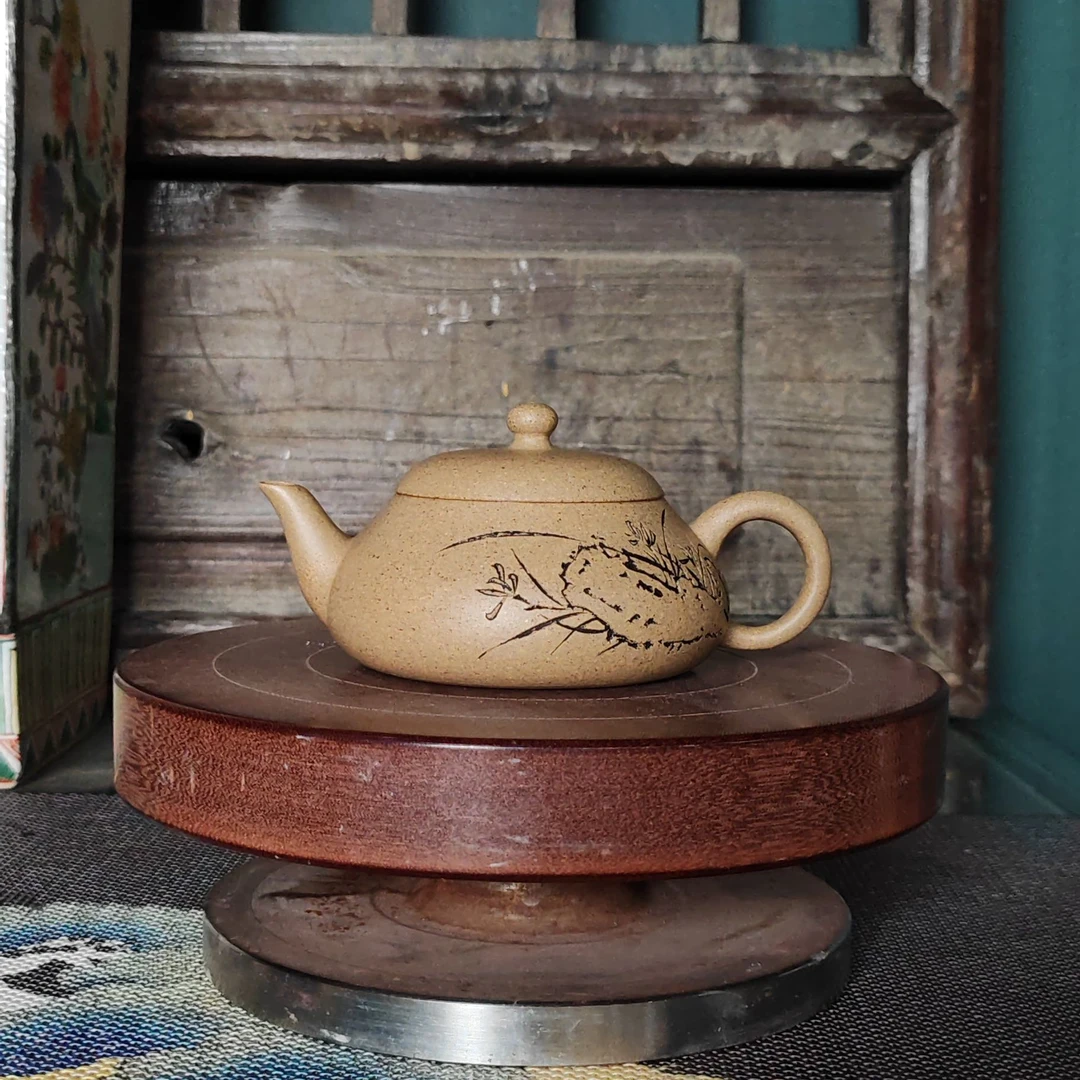 【柒掌柜推荐】本山段矮梨名家刻绘150CC全手工水平壶纯手工茶具