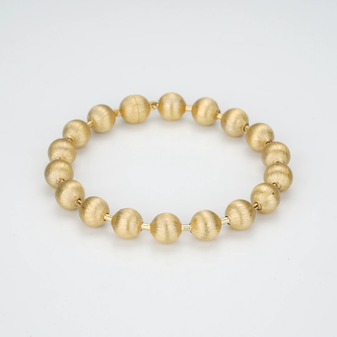 925银合成锆石手链 4494-金色拉丝小豆豆百搭手链0975