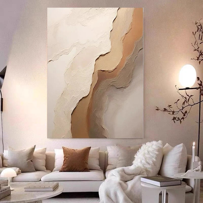手绘装饰画大芬村油画客厅沙发背景墙抽象立体肌理玄关高级感挂画