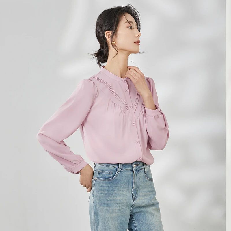 【曼贝宠粉节】8491091淡粉色衬衫女气质通勤设计感衬衣时尚女士