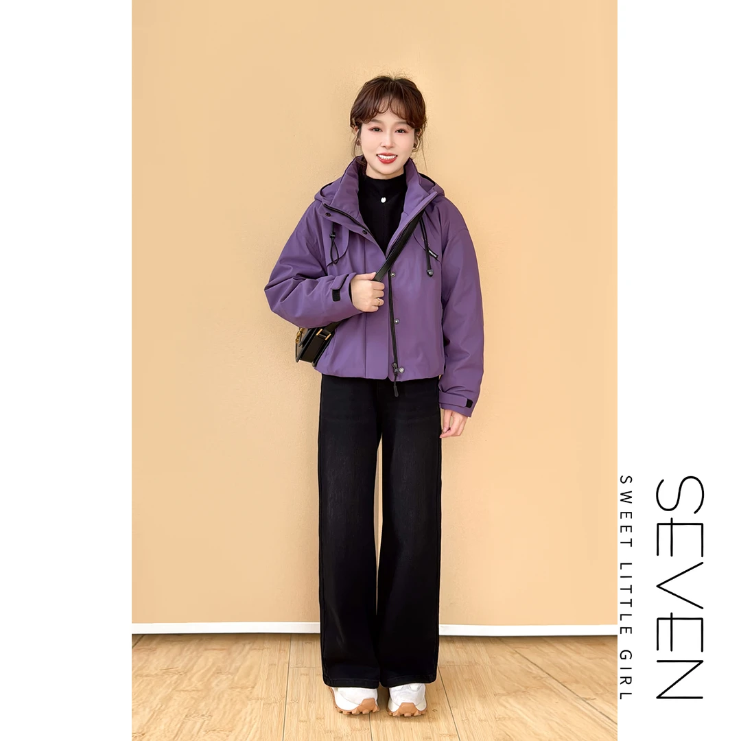 ⑦七七146小个子防风90白鸭绒羽绒服女款冬季保暖连帽派克服小美说