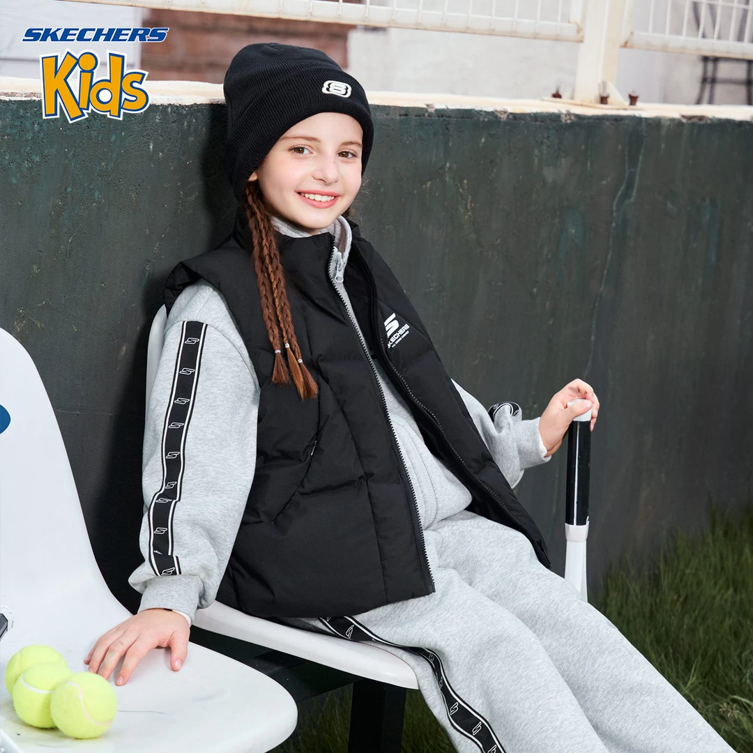 Skechers Kids斯凯奇童装新款羽绒马甲女童运动时尚H425G300【ZL】