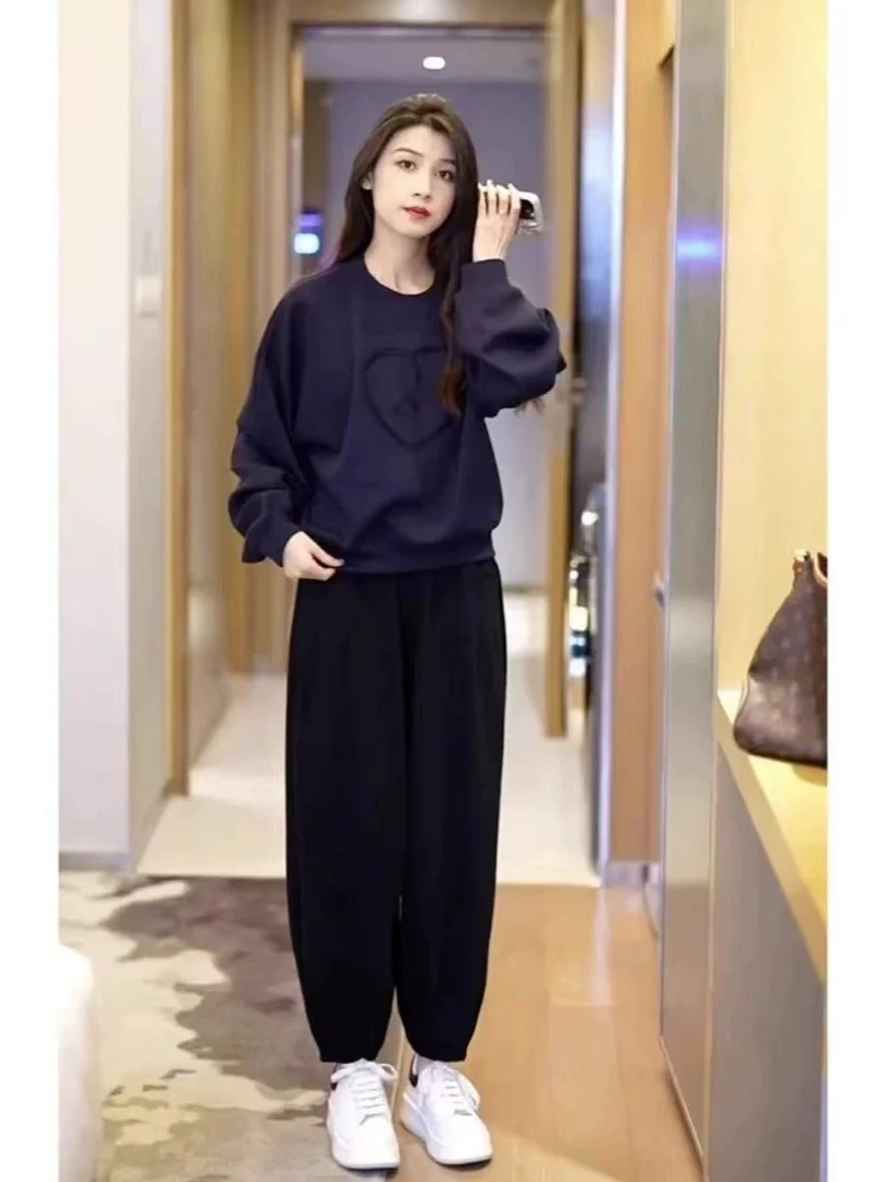 纯棉华棉复合牛奶丝高级卫衣两件套装女春秋新款爆款运动套装入秋