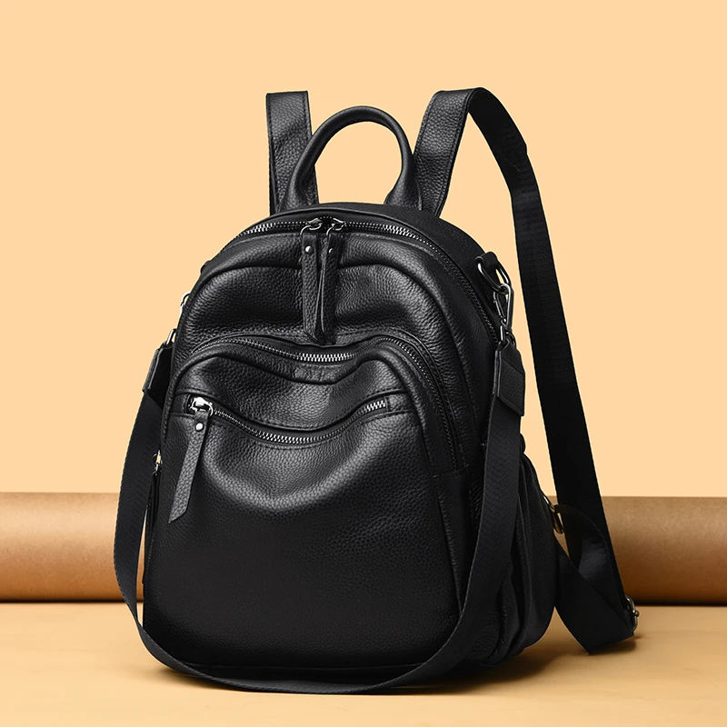 正品专柜双肩包女士真皮2025新款头层牛皮时尚软皮大容量旅行背包