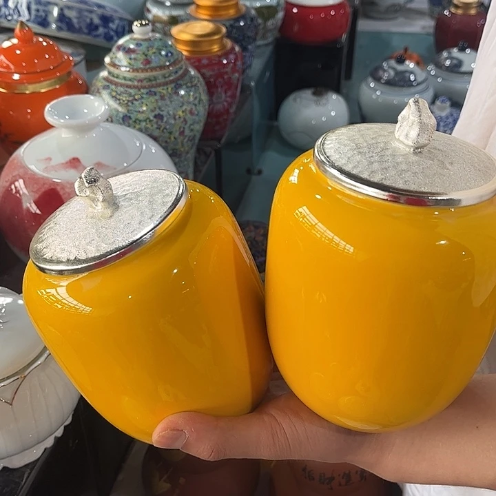 摆件陶瓷茶叶罐家用摆件密封罐
