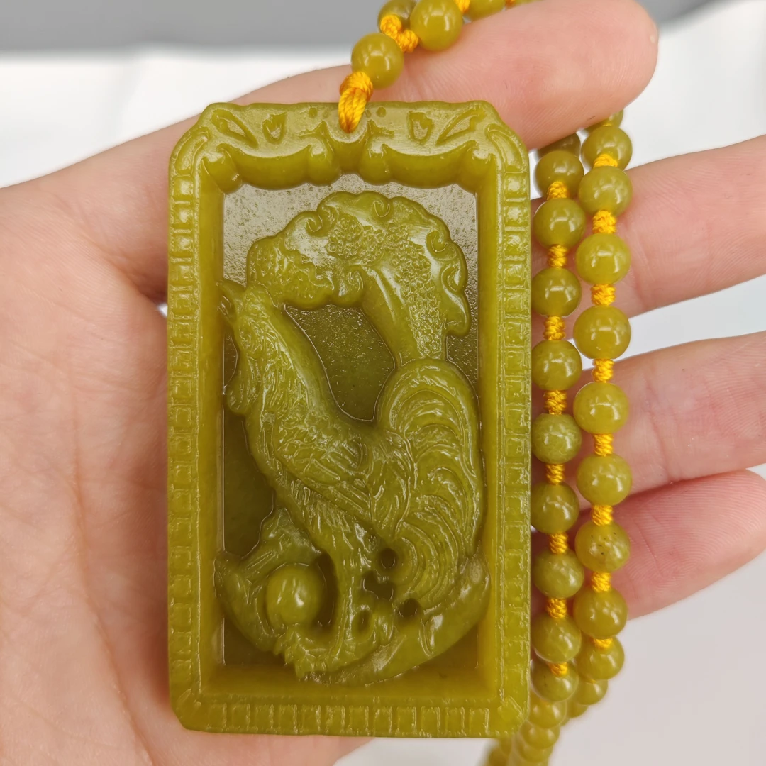 岫玉精品生肖鸡吊坠