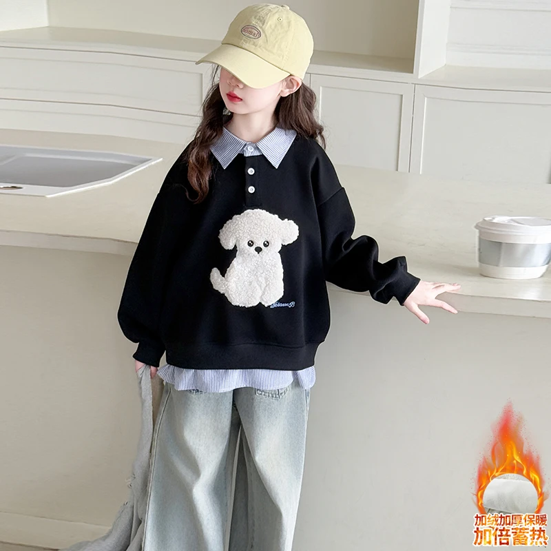 女童卫衣秋冬2025新款儿童韩系穿搭洋气加绒上衣女孩超好看衣服