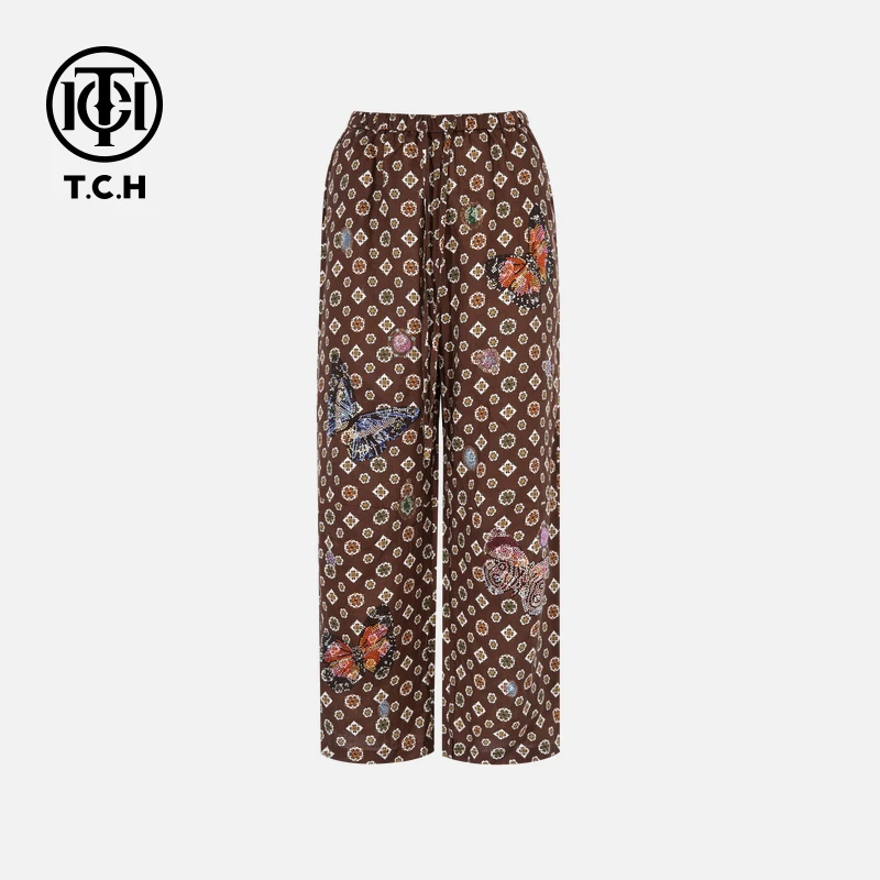 TCH私服烫钻工艺时尚休闲百搭气质舒适长裤女T75C20E5007轻奢tch