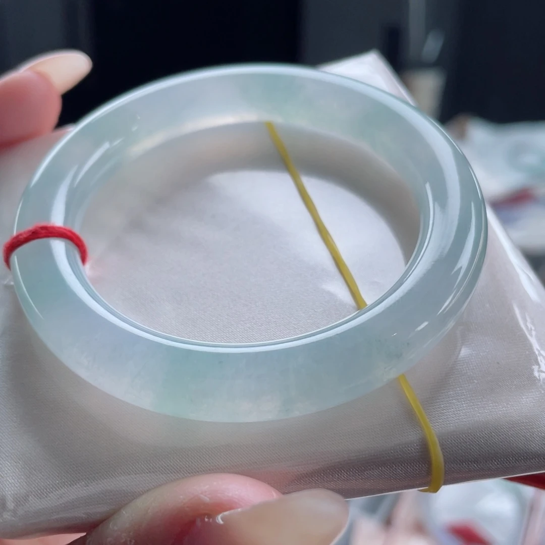 未镶嵌手镯翡翠54.2圈 冰晴绿冰条 中万种水天花板 8号