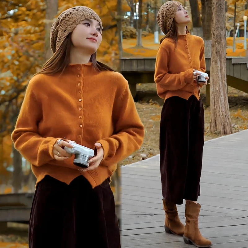 小个子慵懒休闲套装女2025年春秋新款极简风毛衣高腰七分裤两件套