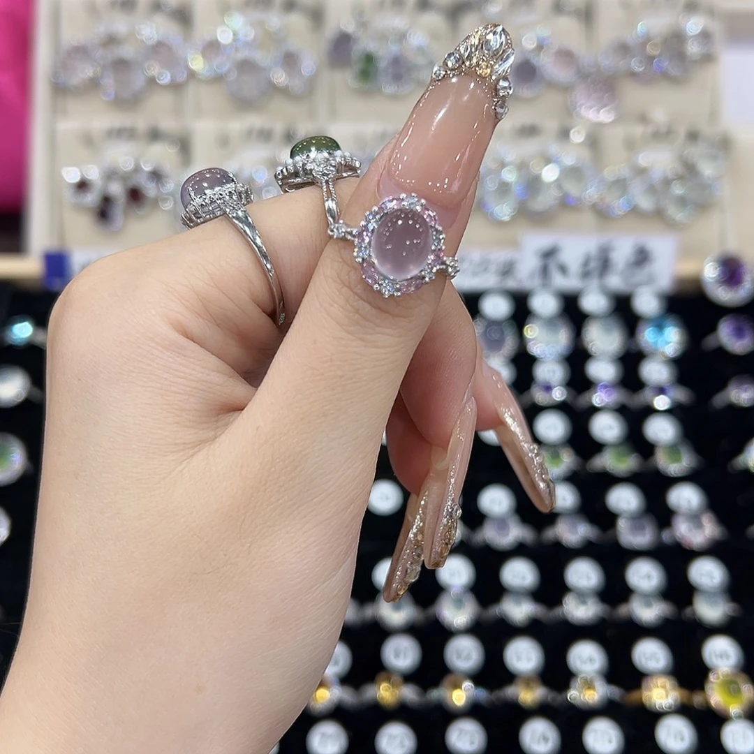 @***吖银S925镶嵌戒指萤石