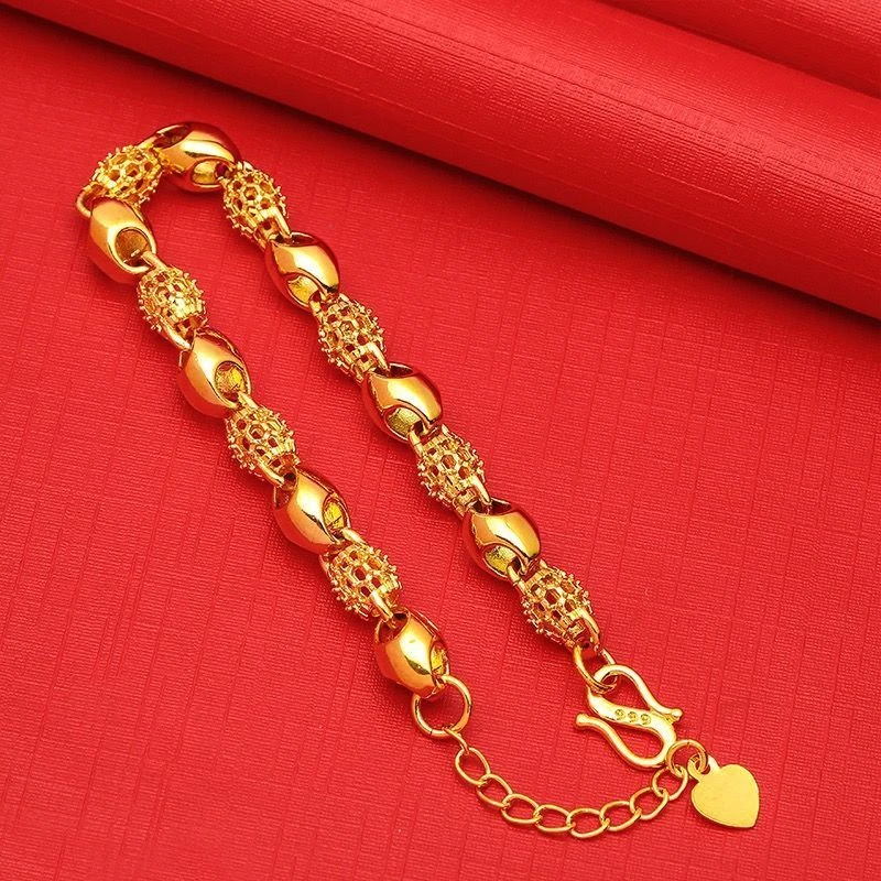 足银手链 足银999女款玫瑰花朵百搭玲珑镂空手链可调节孤品132