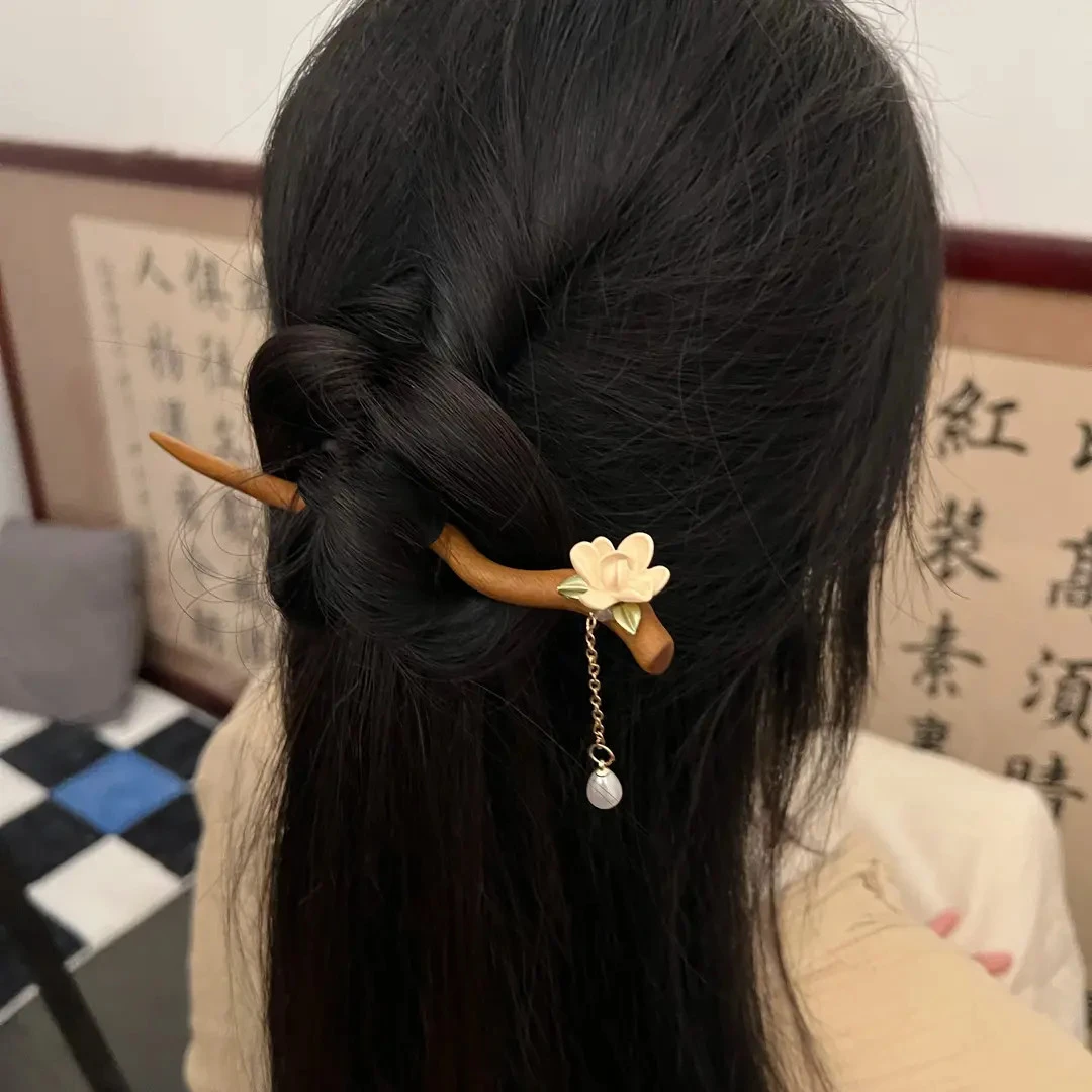 【重生】七夕礼物桃木发簪手工diy簪子材料包松弛感送女生礼物饰品