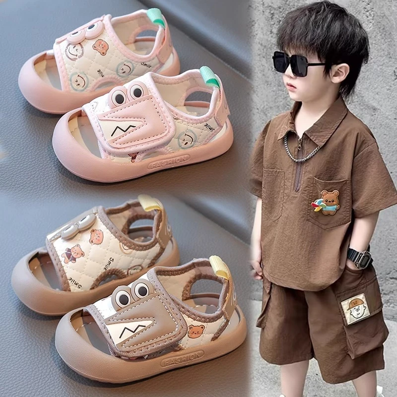 ABC男童包头凉鞋夏季儿童沙滩鞋0-3岁2防踢小凉鞋小童鞋子女宝宝