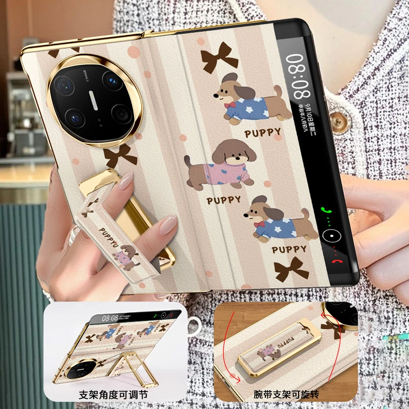 适用华为mate xt腊肠狗手机壳x6典藏版5折叠翻盖新款高级防摔可爱