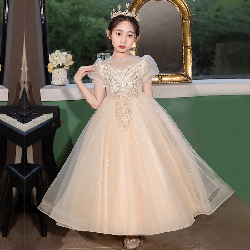 女童礼服高端轻奢小众小女孩主持人钢琴演出服儿童生日洋气公主裙