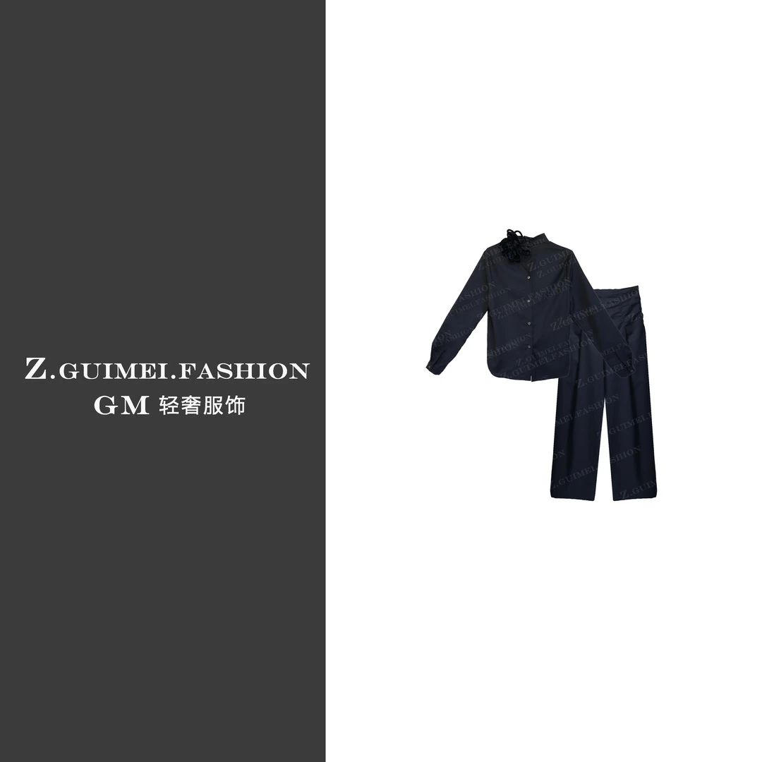 【肆姐高定】设计师款简约纹理花朵长裤套装XY2223