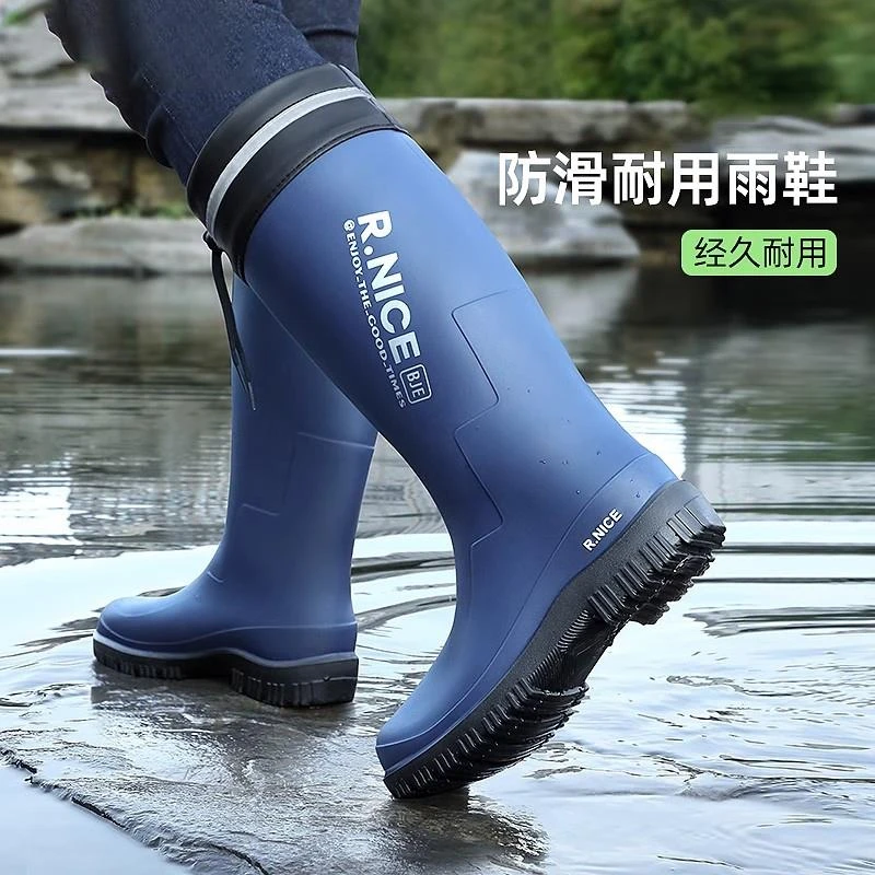 德国户外高筒男款雨鞋成人防滑防水鞋钓鱼外卖骑手水靴胶鞋雨靴子