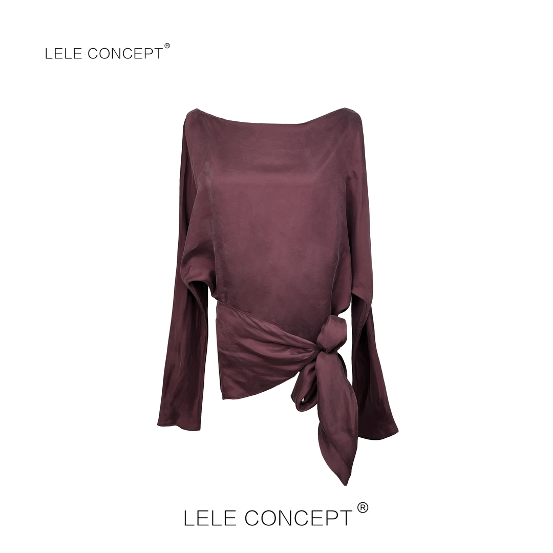LELE CONCEPT丨时尚百搭系带蝙蝠袖上衣S1046