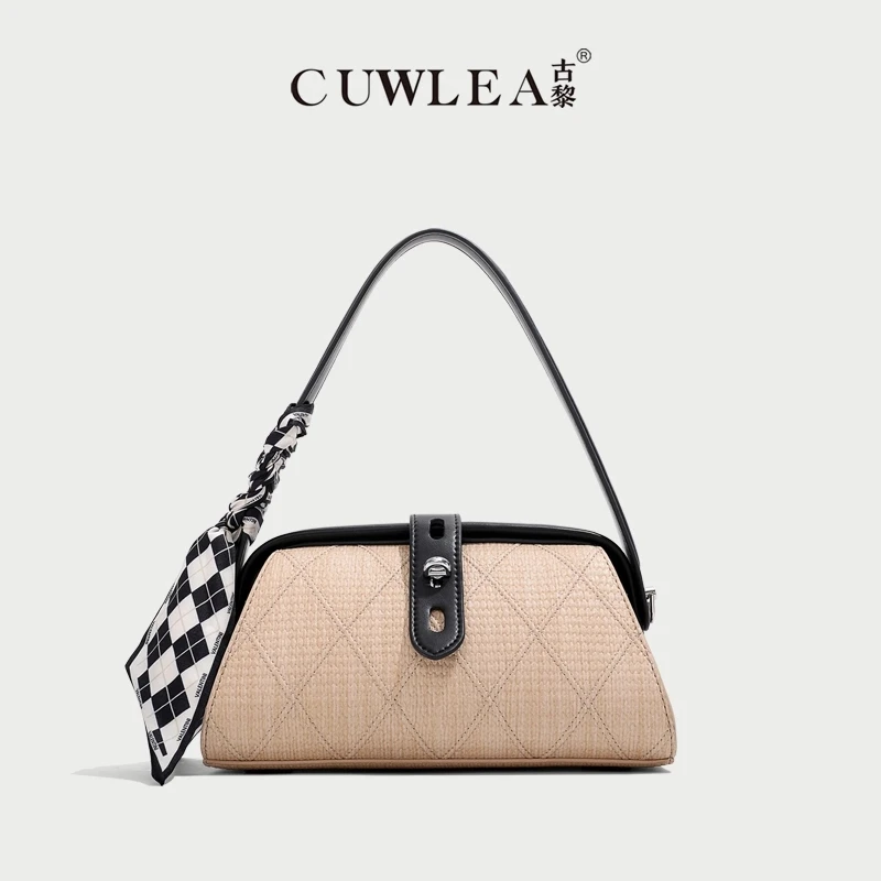 【CUWLEA/古黎】2024年新款夹子包手提包单肩斜挎GL-6202送丝巾