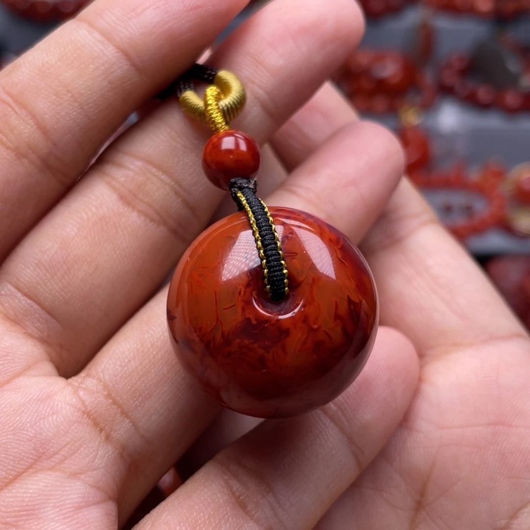 南红玛瑙未镶嵌珠宝奇石平安扣吊坠