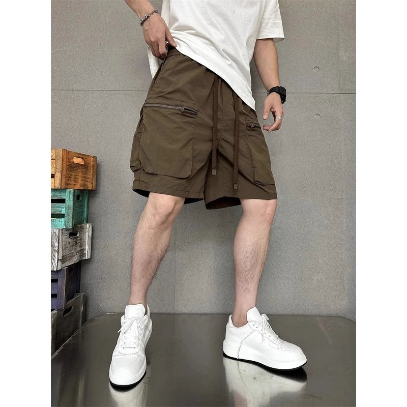 美式工装短裤男士夏季多口袋薄款纯色中裤宽松休闲潮牌运动五分裤