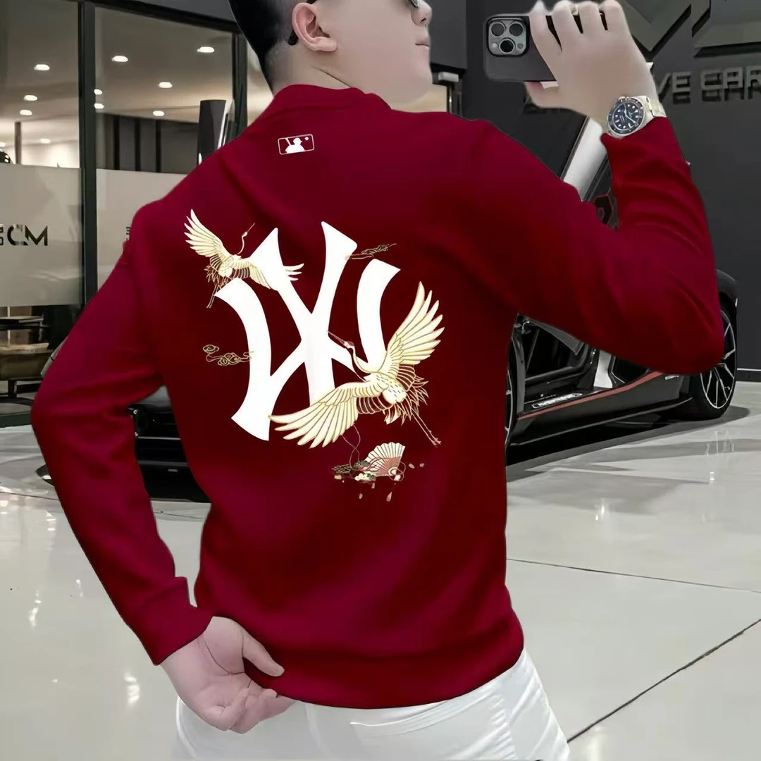 秋冬新款休闲卫衣男士长袖印花圆领潮流套头时尚百搭上衣