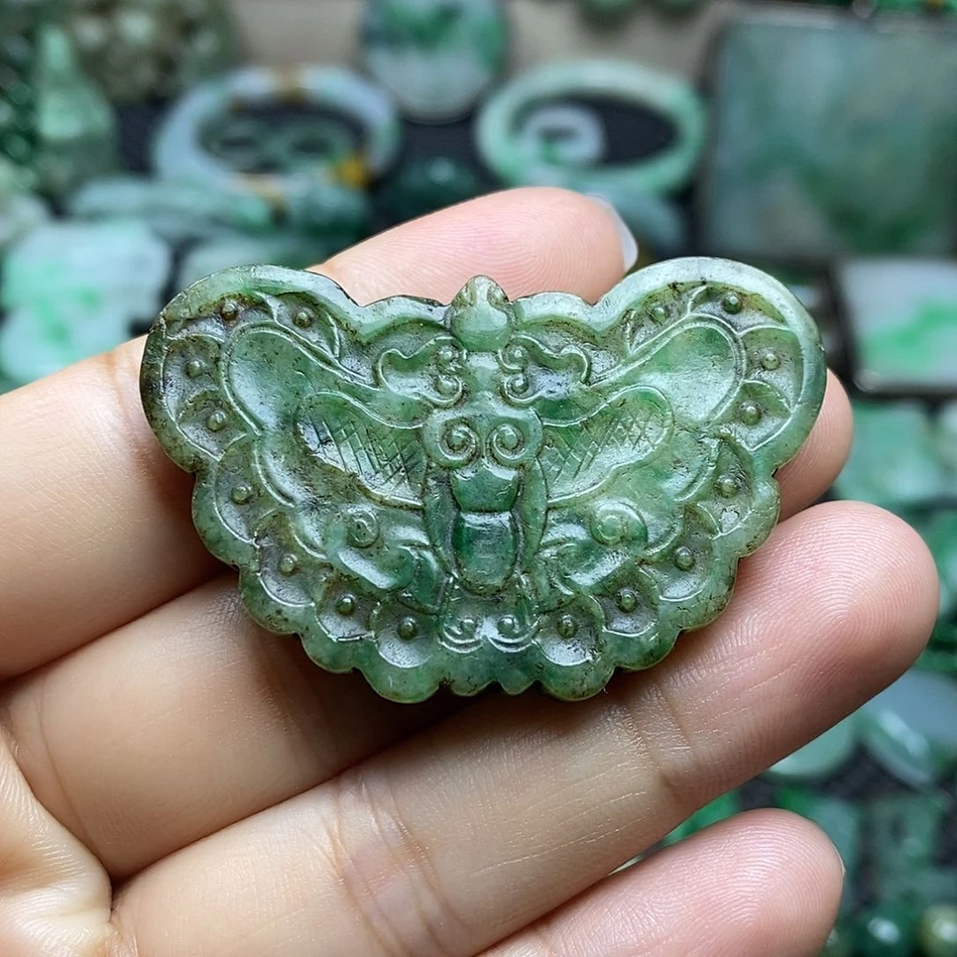 翡翠挂件未镶嵌缅甸天然翡翠蝴蝶