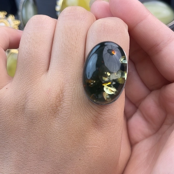 琥珀银S925镶嵌裸石