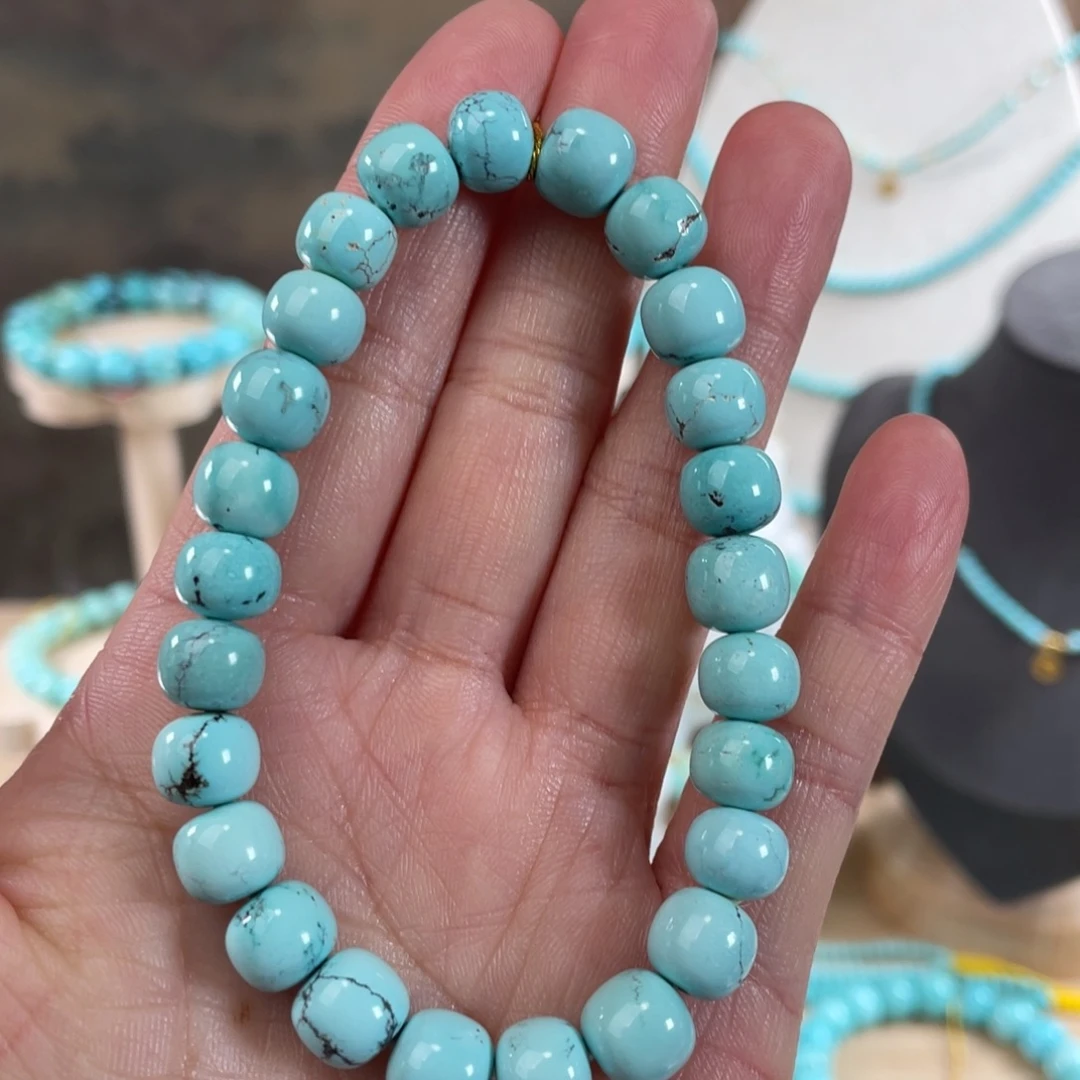 绿松石未镶嵌套链8+精品老型手串