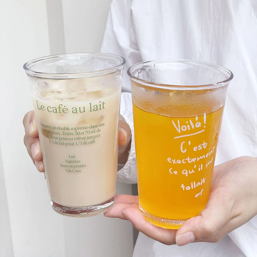 ins风韩式玻璃杯高颜值通用咖啡杯冷萃杯女生家用杯子批發水杯