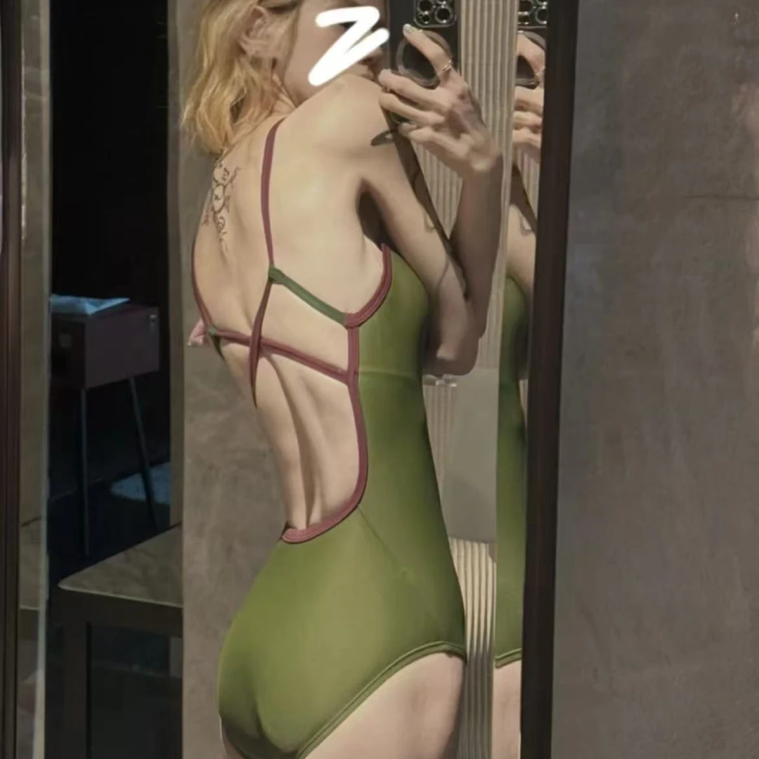 【苔藓绿】高级感女款游泳馆专用连身竞速泳衣显瘦