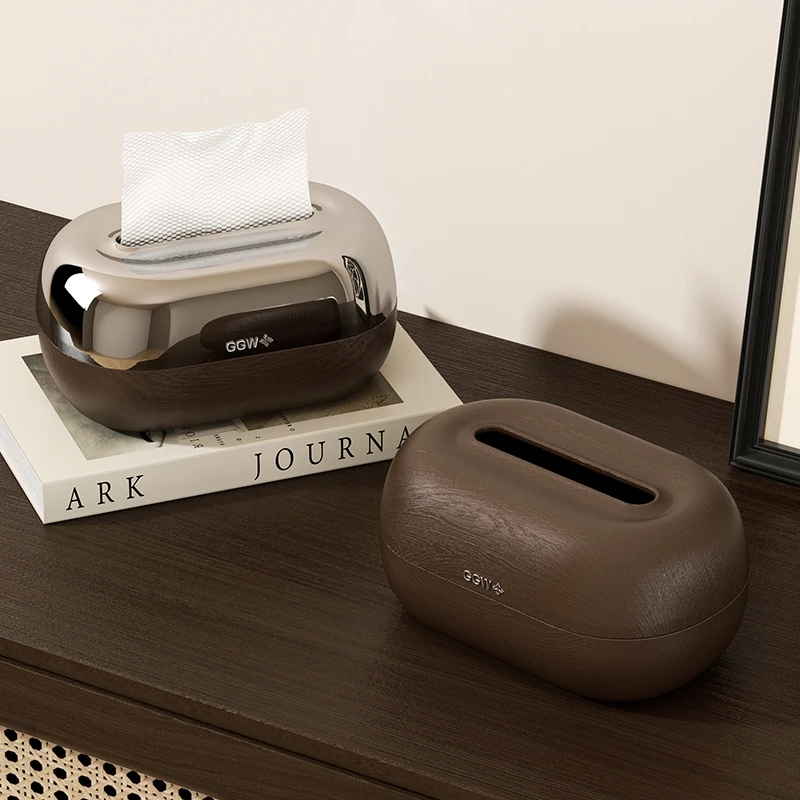 美世达木纹纸巾盒家用客厅高档中古风抽纸盒高级复古餐巾纸盒桌面