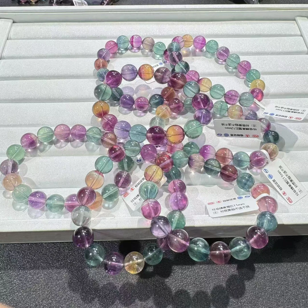 特级糖果萤石手串（多样性发一）天然杂裂矿点，完美主义慎拍