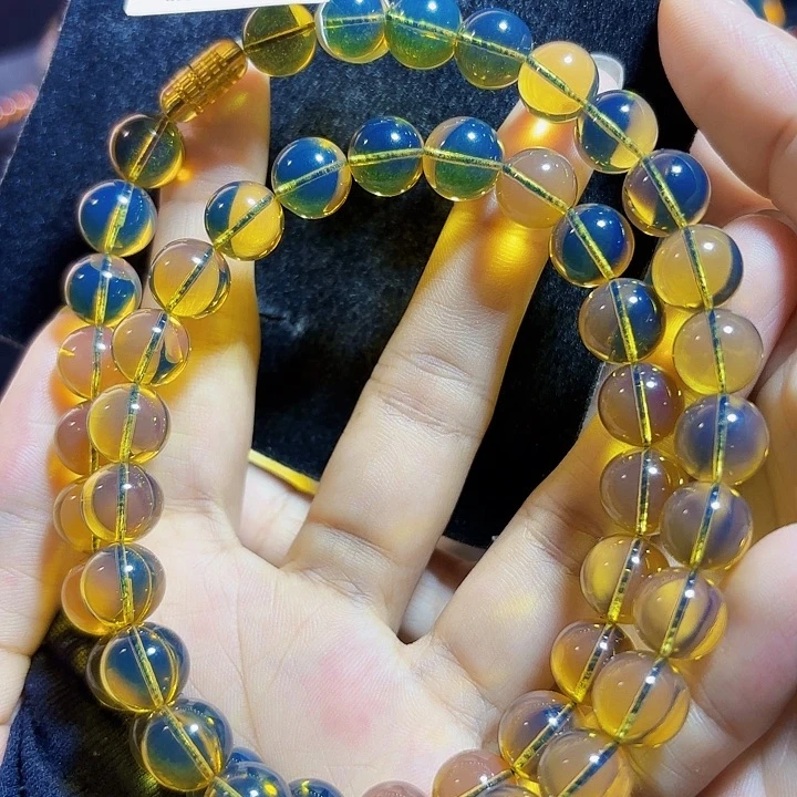 蓝珀未镶嵌珠宝奇石墨西哥蓝珀妈妈链10