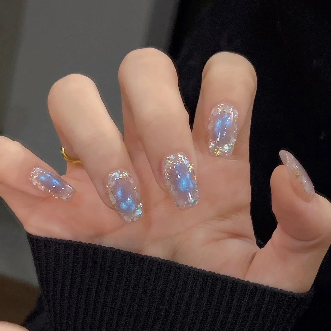 【琉璃梦境】纯手工纯色穿戴甲高级感小众显白轻奢短款美甲