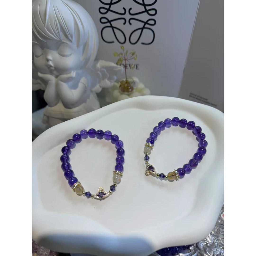 K5063天然紫水晶+土星锆石手链-多样性发其一