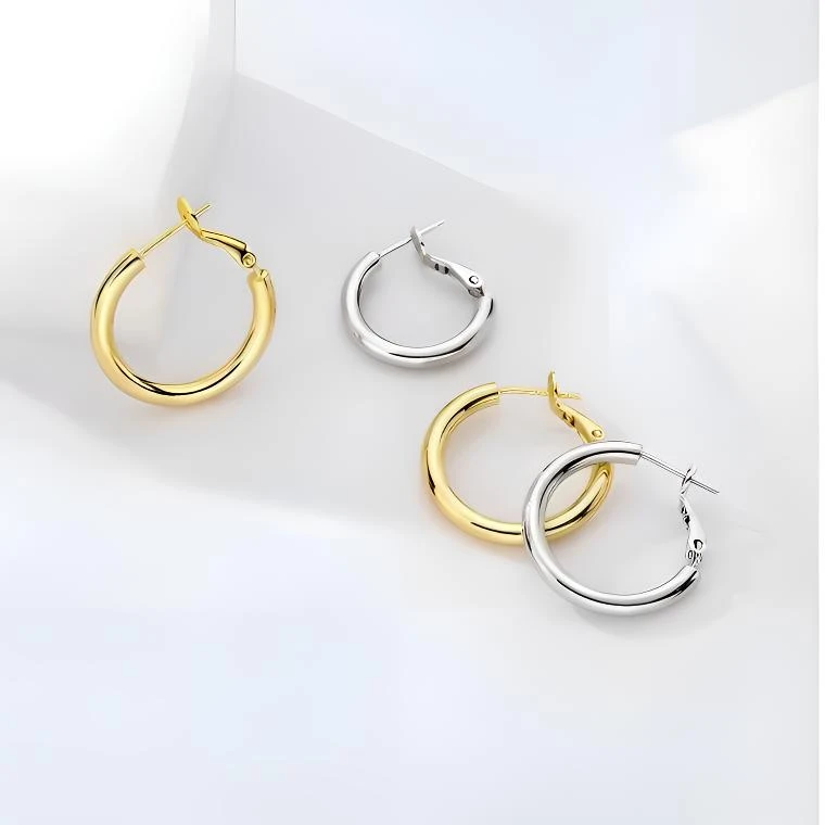 足银耳饰 s999足银抗过敏耳环大耳圈百搭轻奢圈圈耳饰高级感首饰