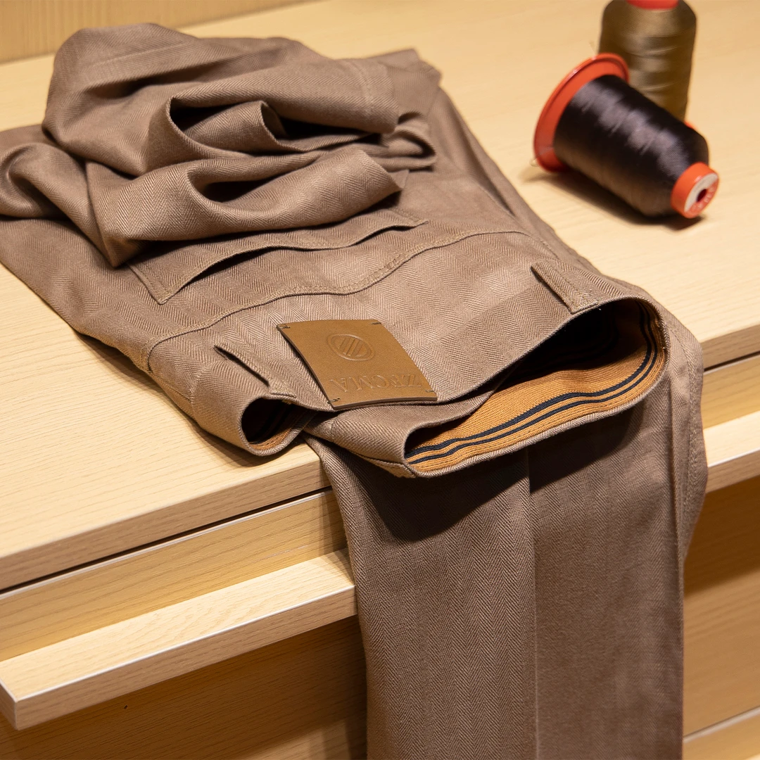 老钱风~杰尼杰专柜出品！宽松直筒高端亚麻料裤子男夏季薄款西裤