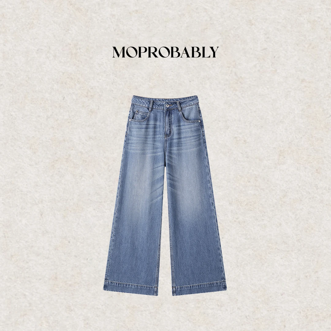 Moprobably李予诺「海浪蓝牛」"莱赛尔+棉"水洗直筒牛仔裤L5173041
