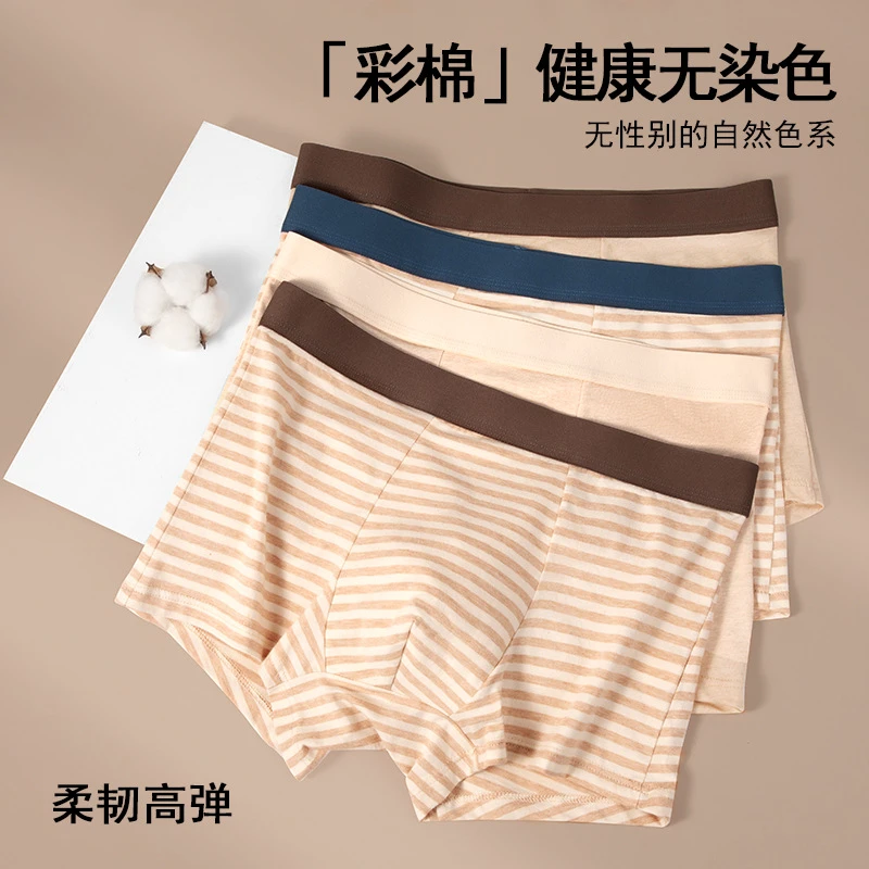 【健康彩棉内裤】无染色男士纯棉平角裤四角内裤男抑菌抗菌透气短裤