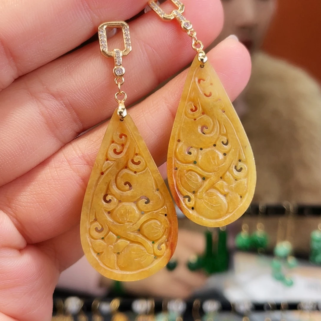 翡翠银S925镶嵌耳饰