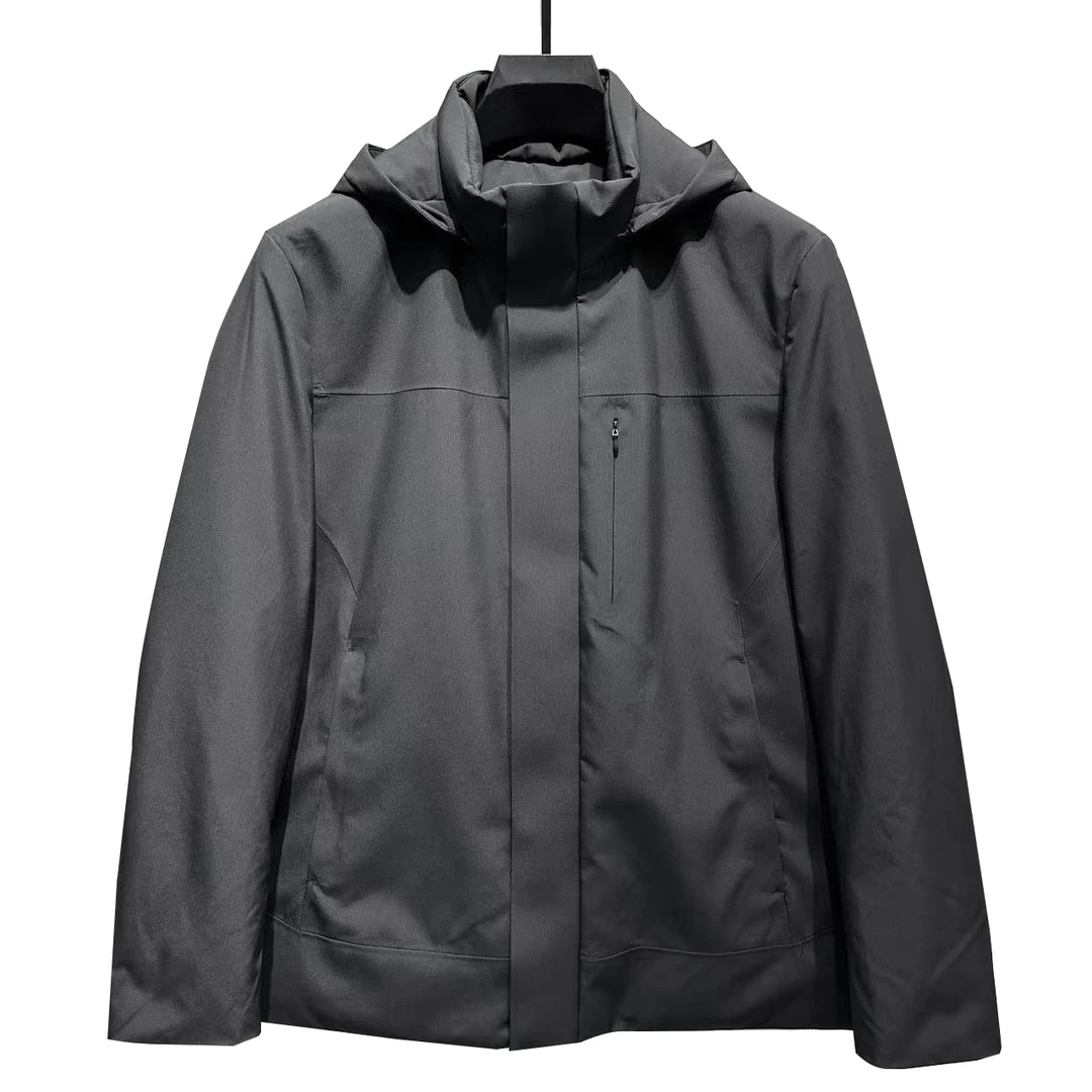 防风耐磨保暖透湿黑色连帽可拆保暖御寒男款鹅绒羽绒服26202