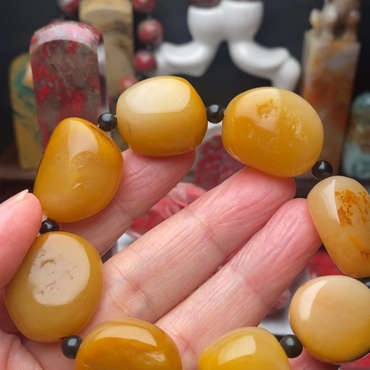 昌化鸡血石昌化田黄手串