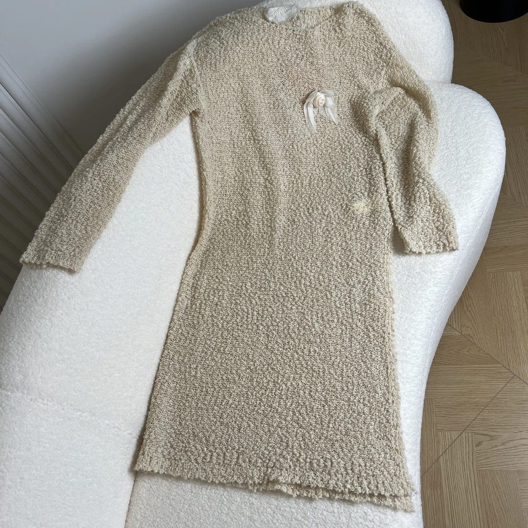 NFSF「家豪自营」夏季新款圆领立体玫瑰花连衣裙   BC41126J