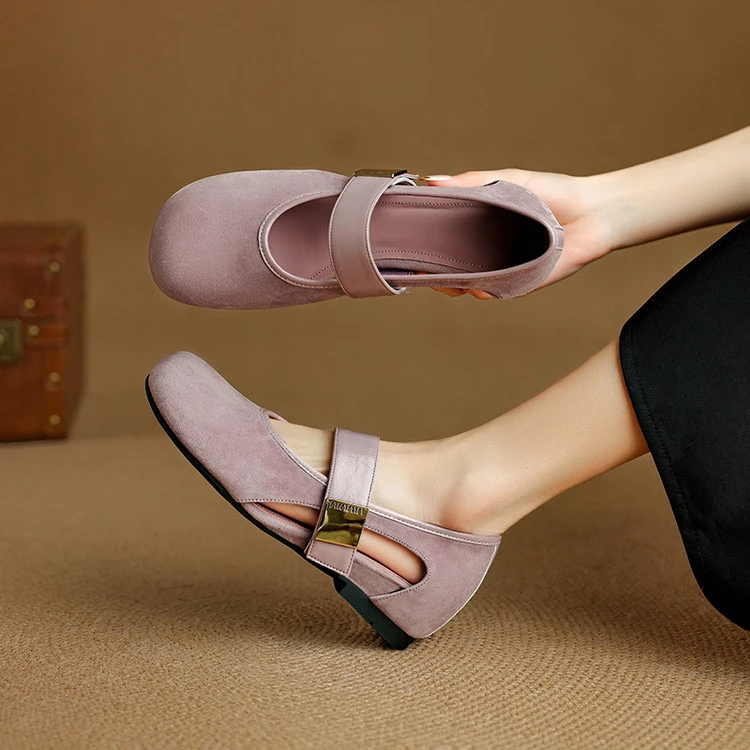里外纯皮～羊皮4cm内增高复古时尚软底玛丽珍女浅口单鞋春时尚粗跟