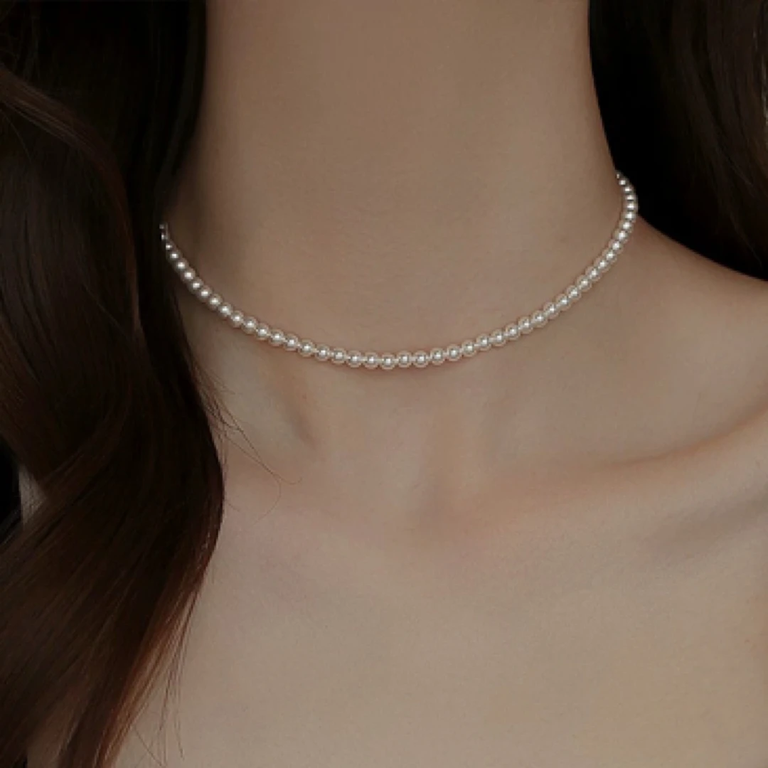 天然淡水珍珠时尚百搭强光小米珠素款白色经典气质手工长链坠链