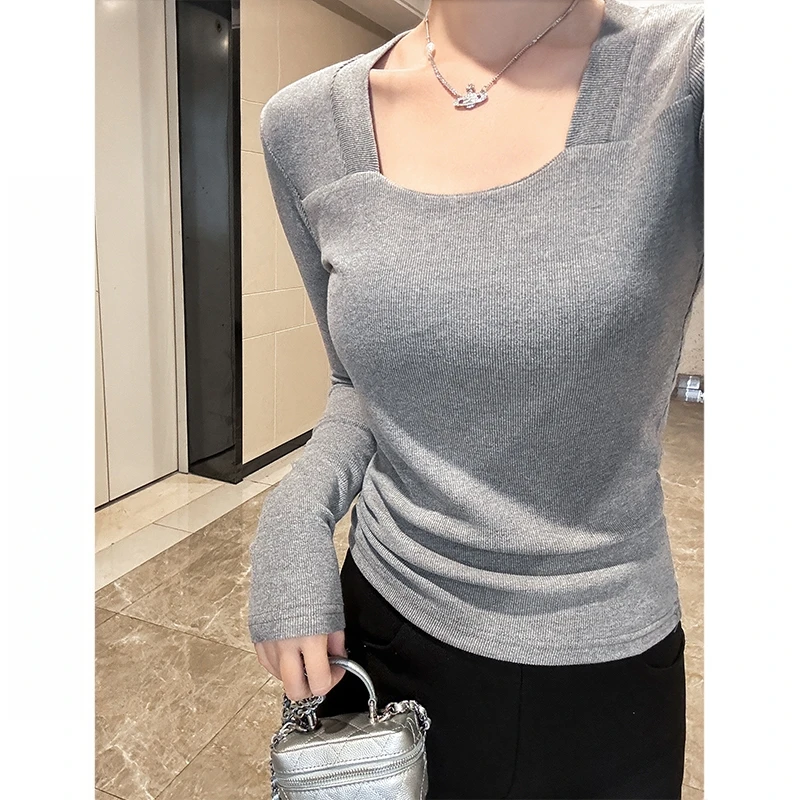 【慕斯双面绒】秋冬韩版显瘦内搭气质打底衫女百搭修身V领长袖T恤
